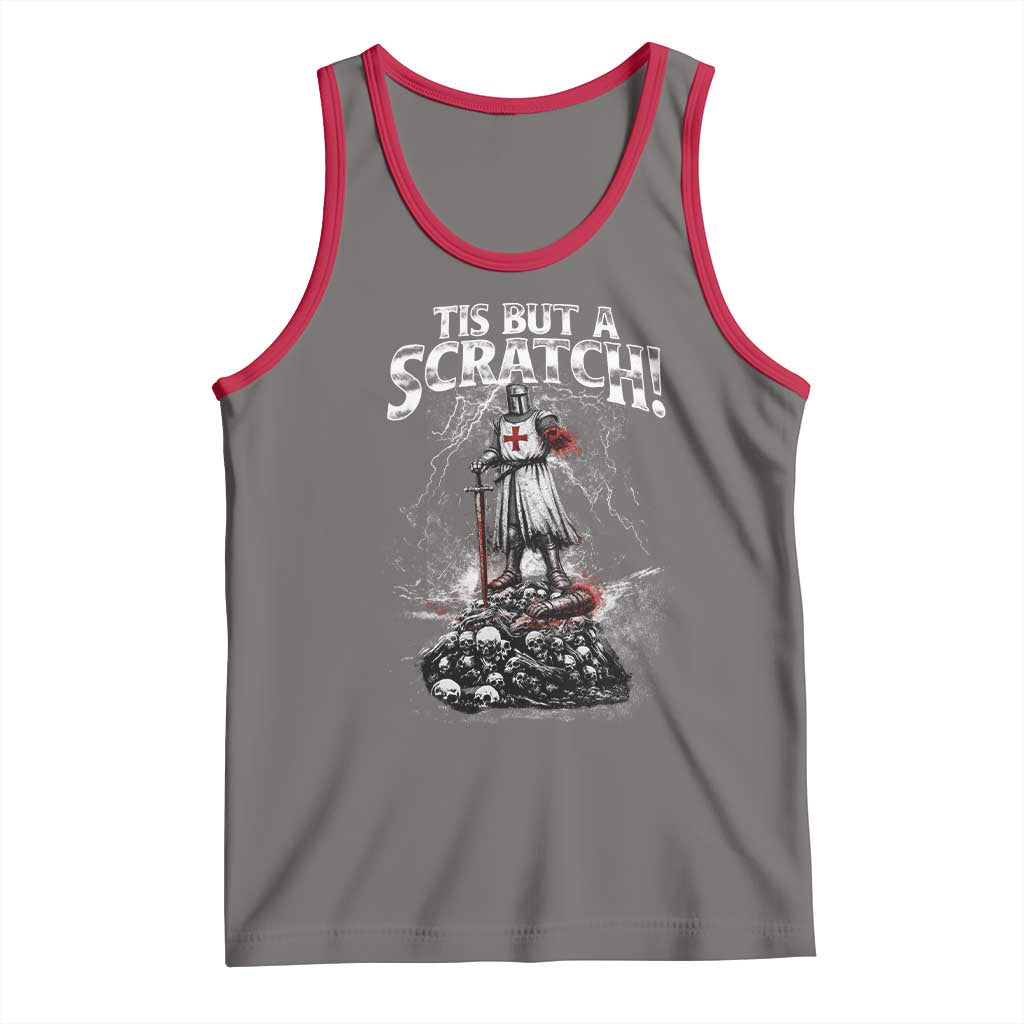 Funny Tis But A Scratch Medieval Warrior Knight Tank Top Funny Gift Sarcastic Quote TS10 Deep Heather Red Print Your Wear