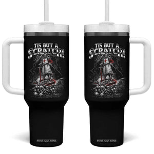 Funny Tis But A Scratch Medieval Warrior Knight Tumbler With Handle Funny Gift Sarcastic Quote TS10 One Size: 40 oz Black Print Your Wear