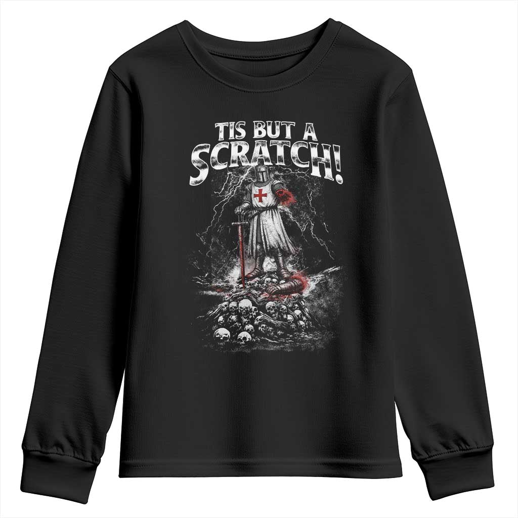 Funny Tis But A Scratch Medieval Warrior Knight Youth Sweatshirt Funny Gift Sarcastic Quote TS10 Black Print Your Wear