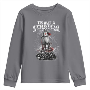 Funny Tis But A Scratch Medieval Warrior Knight Youth Sweatshirt Funny Gift Sarcastic Quote TS10 Charcoal Print Your Wear