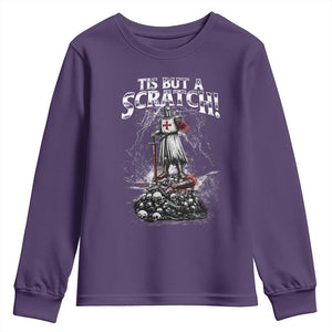 Funny Tis But A Scratch Medieval Warrior Knight Youth Sweatshirt Funny Gift Sarcastic Quote TS10 Purple Print Your Wear