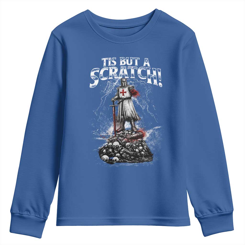 Funny Tis But A Scratch Medieval Warrior Knight Youth Sweatshirt Funny Gift Sarcastic Quote TS10 Royal Blue Print Your Wear