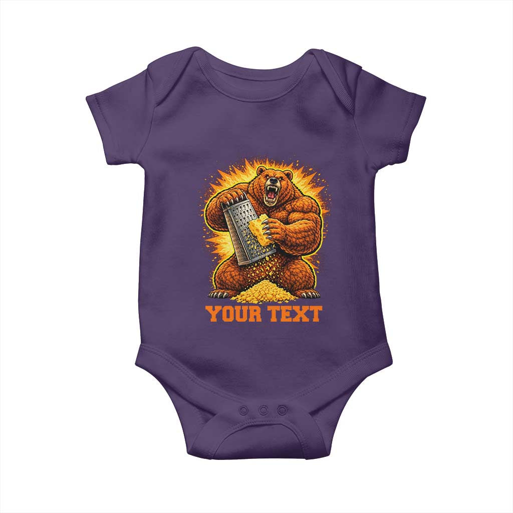 Personalized BF Angry Bear Grating Cheese Baby Onesie Custom Text Football Fans TS10 Purple Print Your Wear