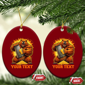 Personalized BF Angry Bear Grating Cheese Ceramic Ornament Custom Text Football Fans TS10 Print Your Wear