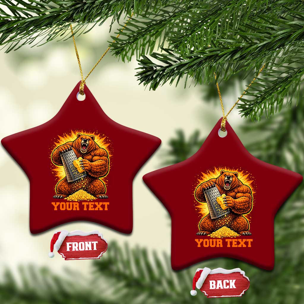 Personalized BF Angry Bear Grating Cheese Ceramic Ornament Custom Text Football Fans TS10 Print Your Wear
