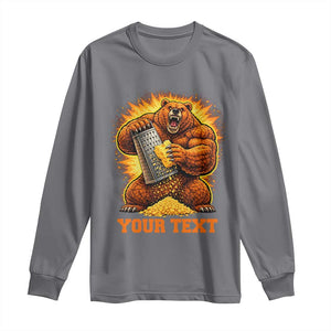 Personalized BF Angry Bear Grating Cheese Long Sleeve Shirt Custom Text Football Fans TS10 Charcoal Print Your Wear
