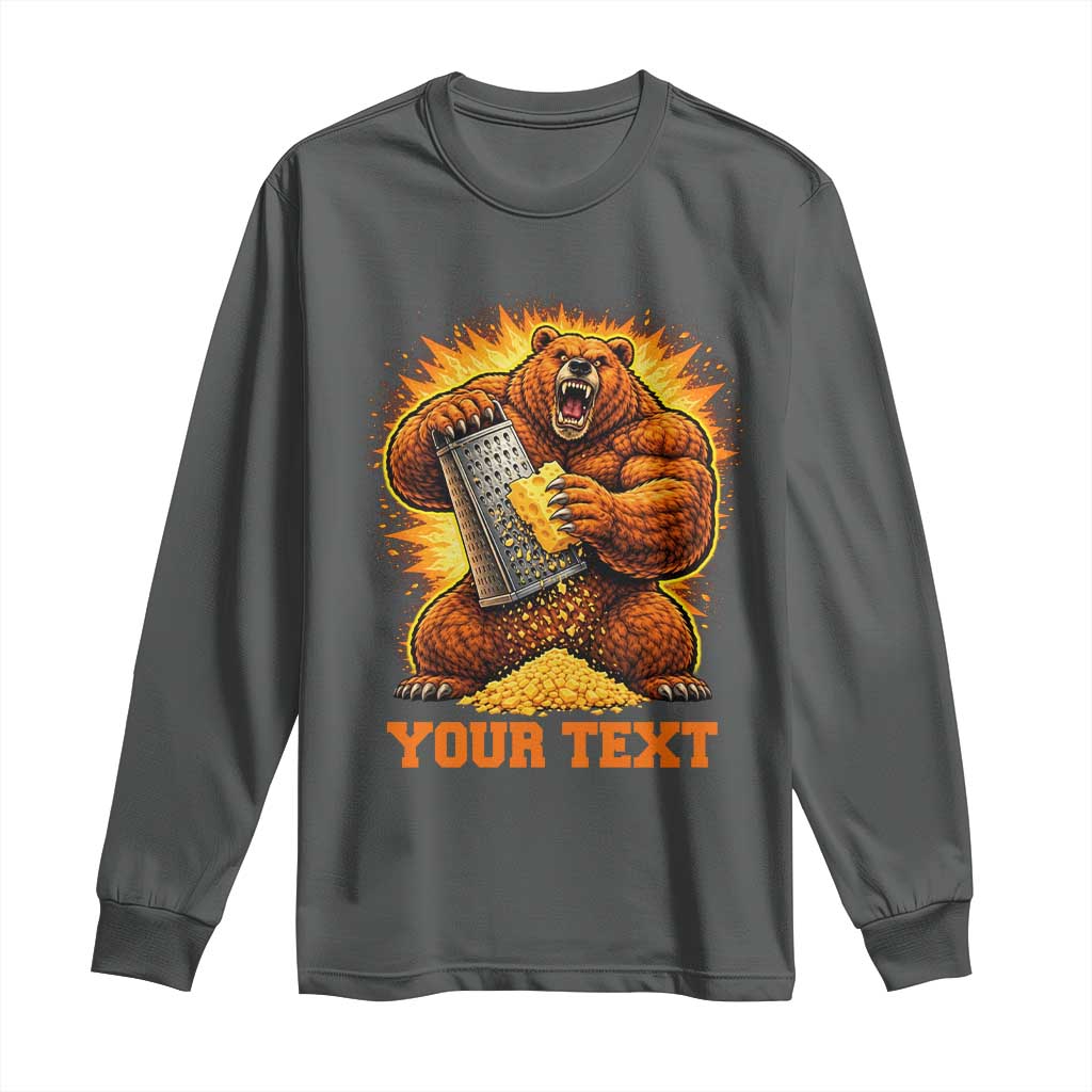 Personalized BF Angry Bear Grating Cheese Long Sleeve Shirt Custom Text Football Fans TS10 Dark Heather Print Your Wear