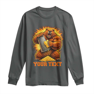 Personalized BF Angry Bear Grating Cheese Long Sleeve Shirt Custom Text Football Fans TS10 Dark Heather Print Your Wear
