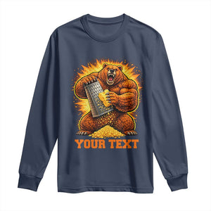 Personalized BF Angry Bear Grating Cheese Long Sleeve Shirt Custom Text Football Fans TS10 Navy Print Your Wear