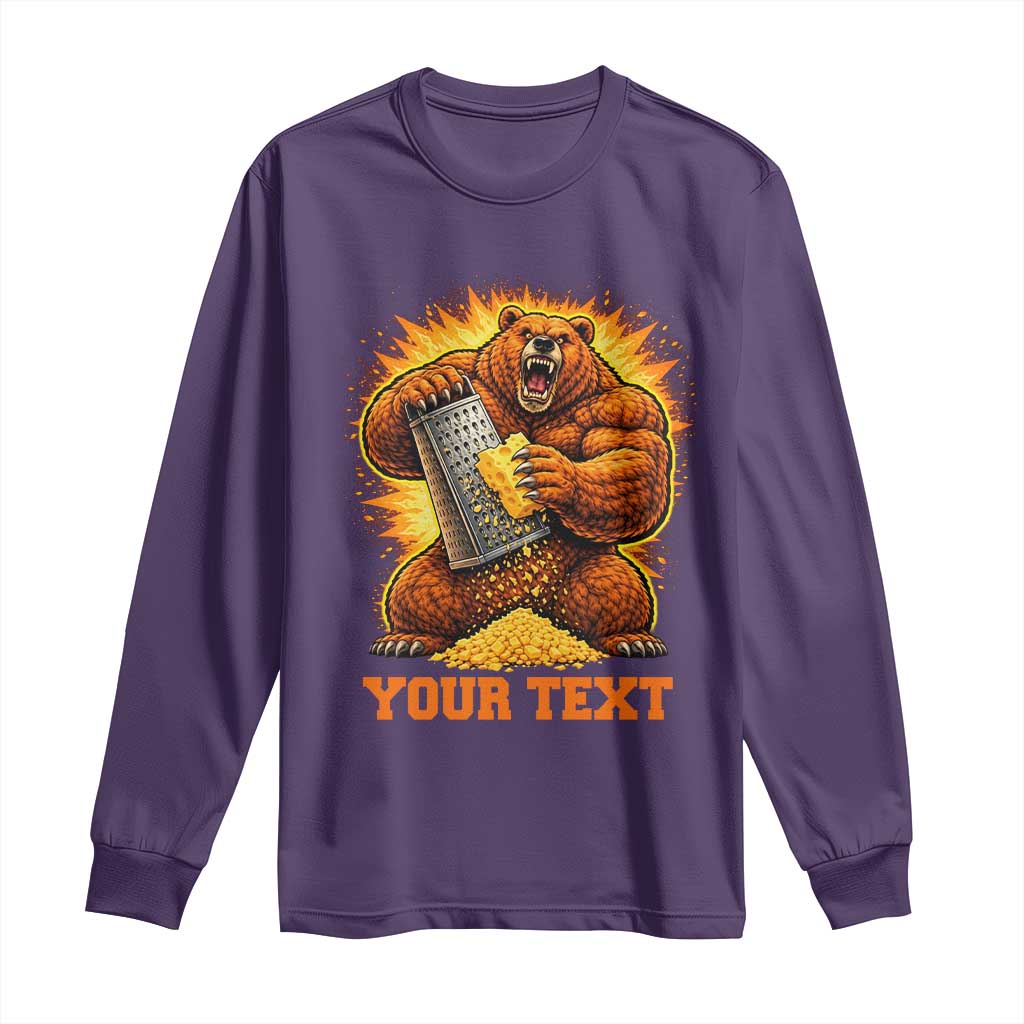 Personalized BF Angry Bear Grating Cheese Long Sleeve Shirt Custom Text Football Fans TS10 Purple Print Your Wear
