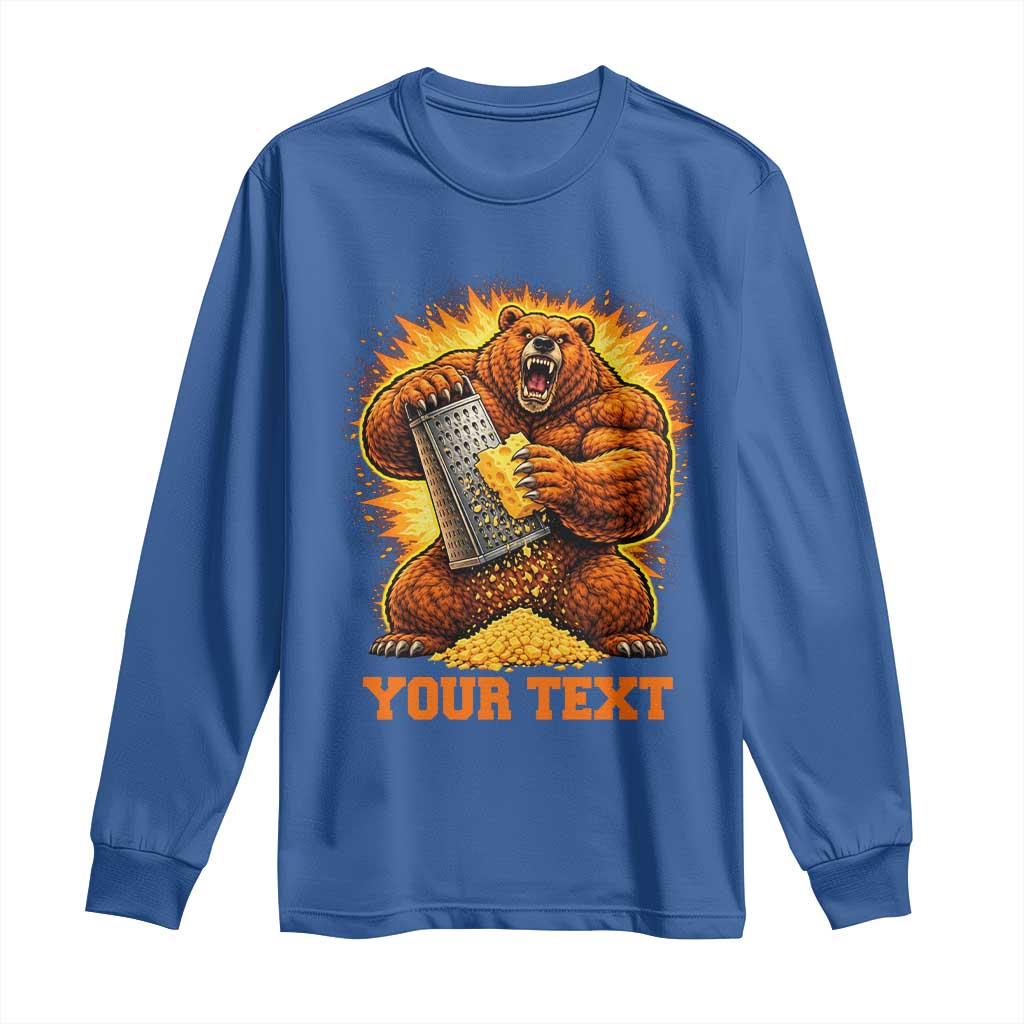 Personalized BF Angry Bear Grating Cheese Long Sleeve Shirt Custom Text Football Fans TS10 Royal Blue Print Your Wear