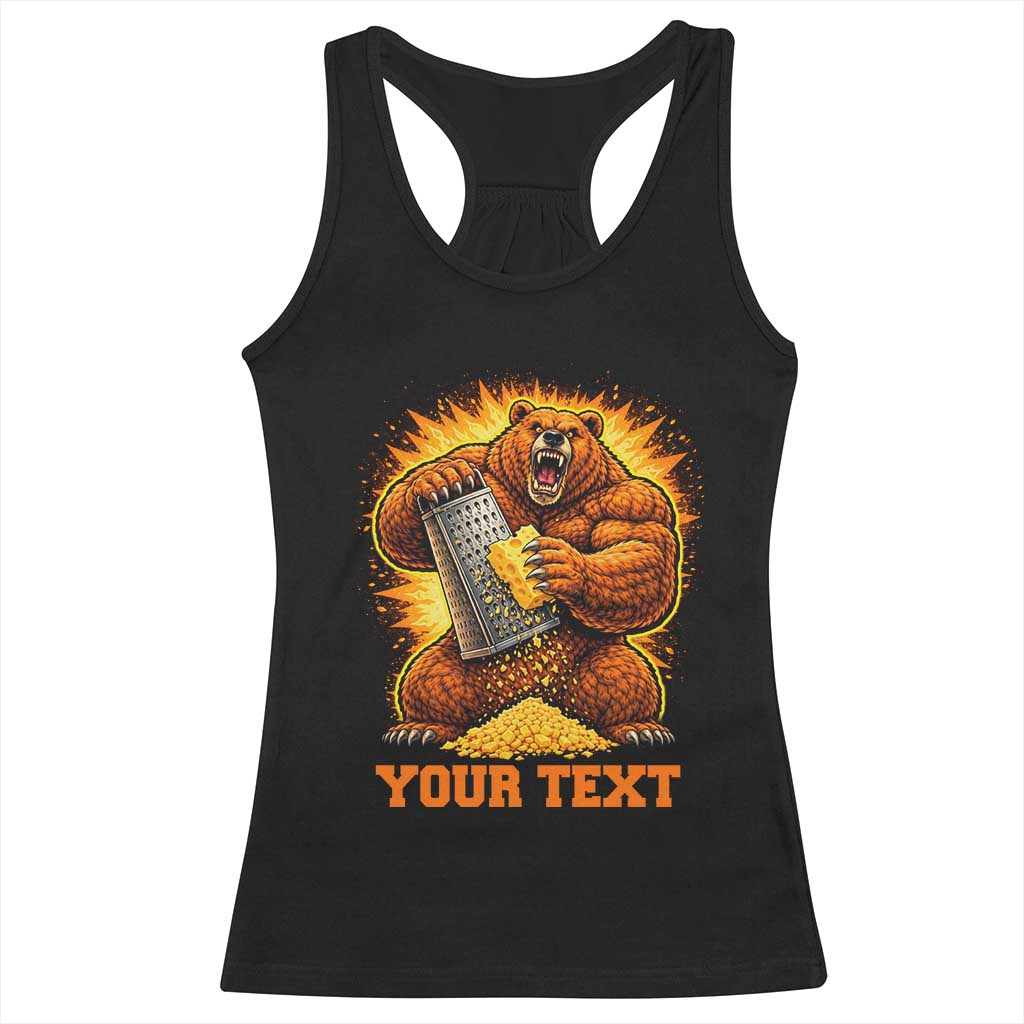 Personalized BF Angry Bear Grating Cheese Racerback Tank Top Custom Text Football Fans TS10 Black Print Your Wear