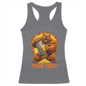 Personalized BF Angry Bear Grating Cheese Racerback Tank Top Custom Text Football Fans TS10 Charcoal Print Your Wear
