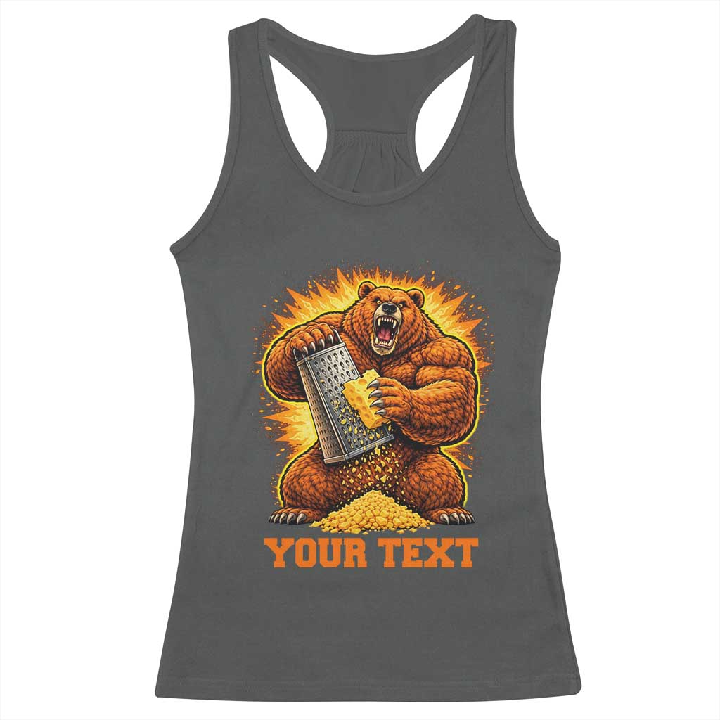 Personalized BF Angry Bear Grating Cheese Racerback Tank Top Custom Text Football Fans TS10 Dark Heather Print Your Wear