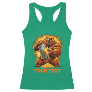 Personalized BF Angry Bear Grating Cheese Racerback Tank Top Custom Text Football Fans TS10 Irish Green Print Your Wear