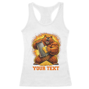 Personalized BF Angry Bear Grating Cheese Racerback Tank Top Custom Text Football Fans TS10 White Print Your Wear