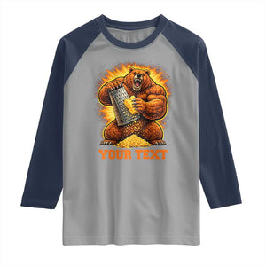 Personalized BF Angry Bear Grating Cheese Raglan Shirt Custom Text Football Fans TS10 Sport Gray Navy Print Your Wear