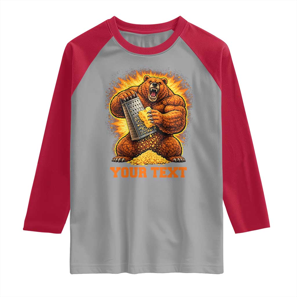 Personalized BF Angry Bear Grating Cheese Raglan Shirt Custom Text Football Fans TS10 Sport Gray Red Print Your Wear
