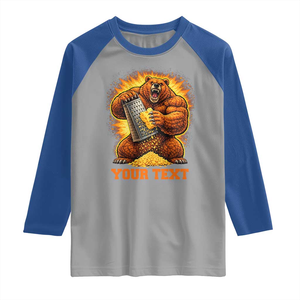 Personalized BF Angry Bear Grating Cheese Raglan Shirt Custom Text Football Fans TS10 Sport Gray Royal Print Your Wear