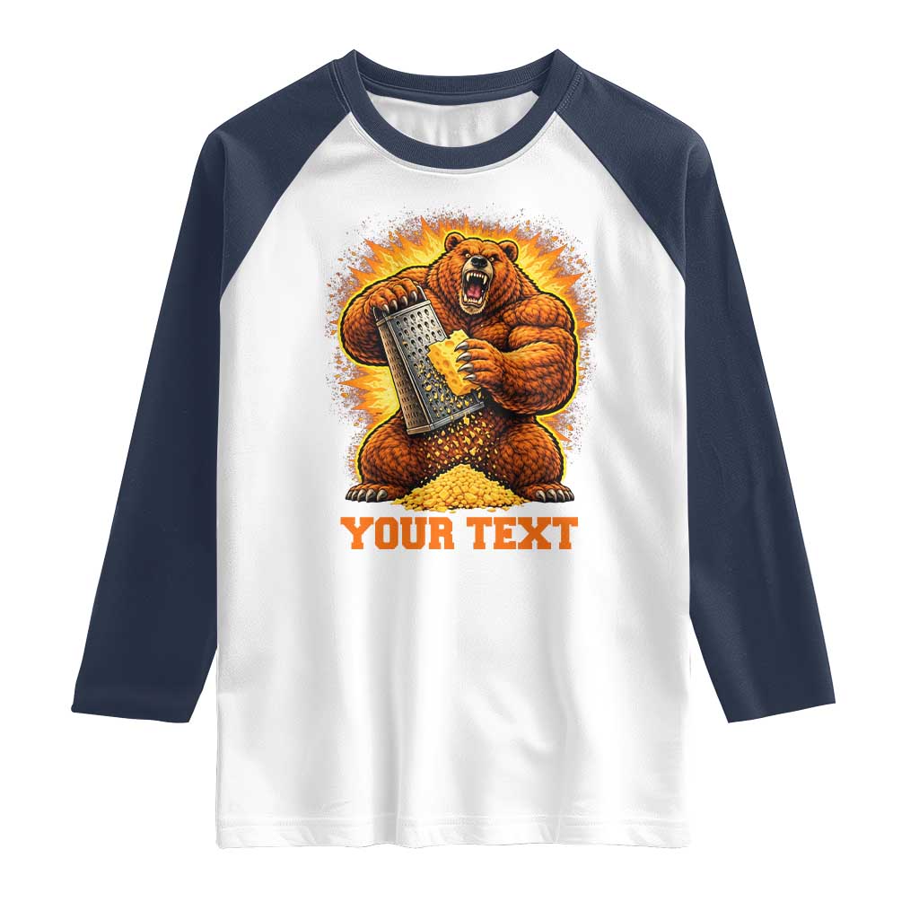 Personalized BF Angry Bear Grating Cheese Raglan Shirt Custom Text Football Fans TS10 White Navy Print Your Wear