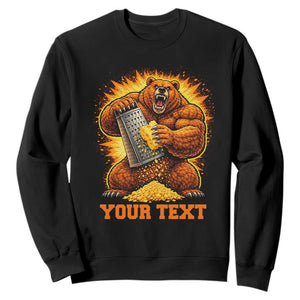 Personalized BF Angry Bear Grating Cheese Sweatshirt Custom Text Football Fans TS10 Black Print Your Wear