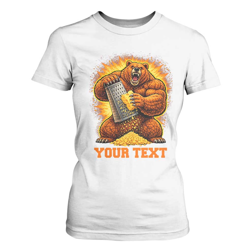 Personalized BF Angry Bear Grating Cheese T Shirt For Women Custom Text Football Fans TS10 White Print Your Wear