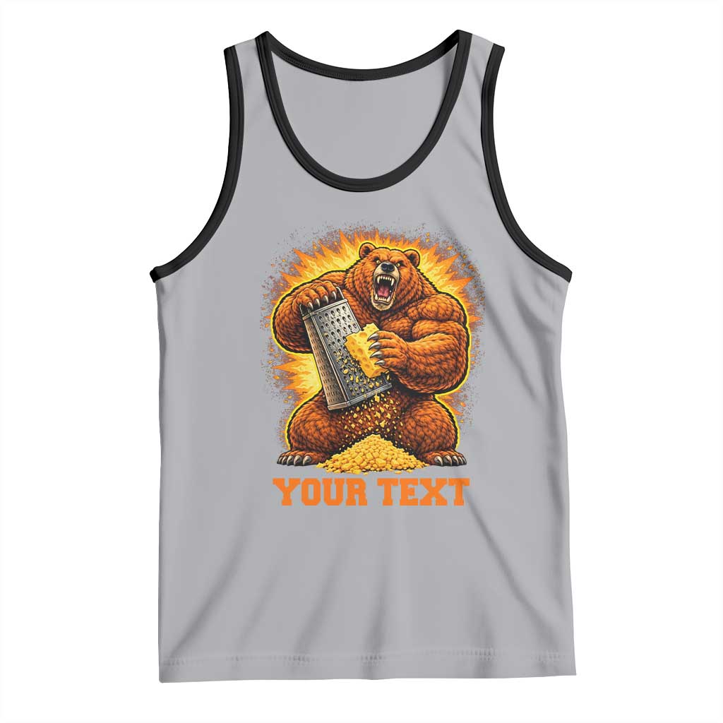 Personalized BF Angry Bear Grating Cheese Tank Top Custom Text Football Fans TS10 Athletic Heather Black Print Your Wear