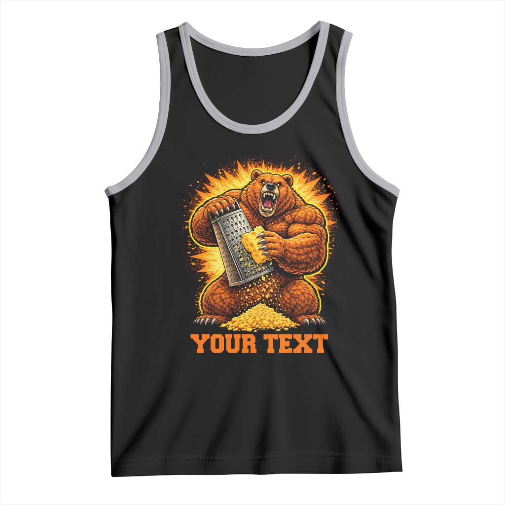 Personalized BF Angry Bear Grating Cheese Tank Top Custom Text Football Fans TS10 Black Athletic Heather Print Your Wear
