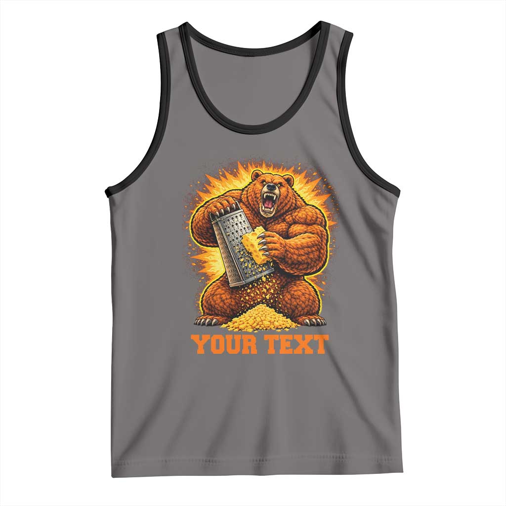 Personalized BF Angry Bear Grating Cheese Tank Top Custom Text Football Fans TS10 Deep Heather Black Print Your Wear