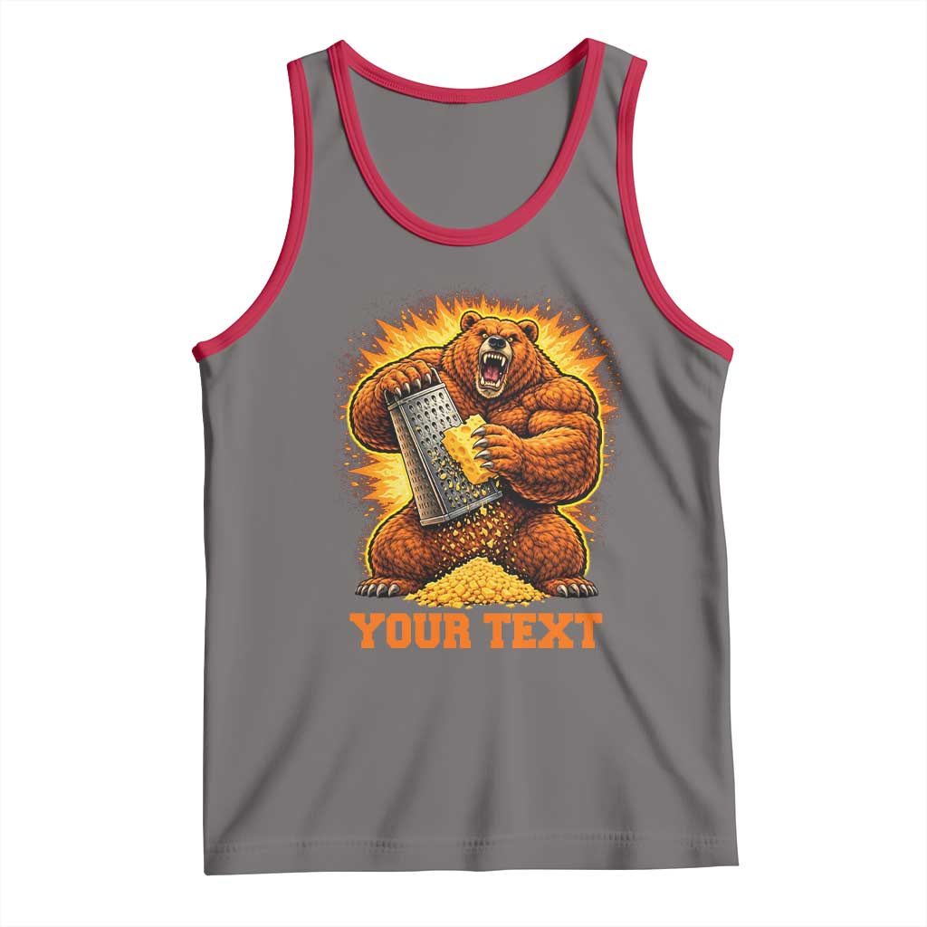 Personalized BF Angry Bear Grating Cheese Tank Top Custom Text Football Fans TS10 Deep Heather Red Print Your Wear