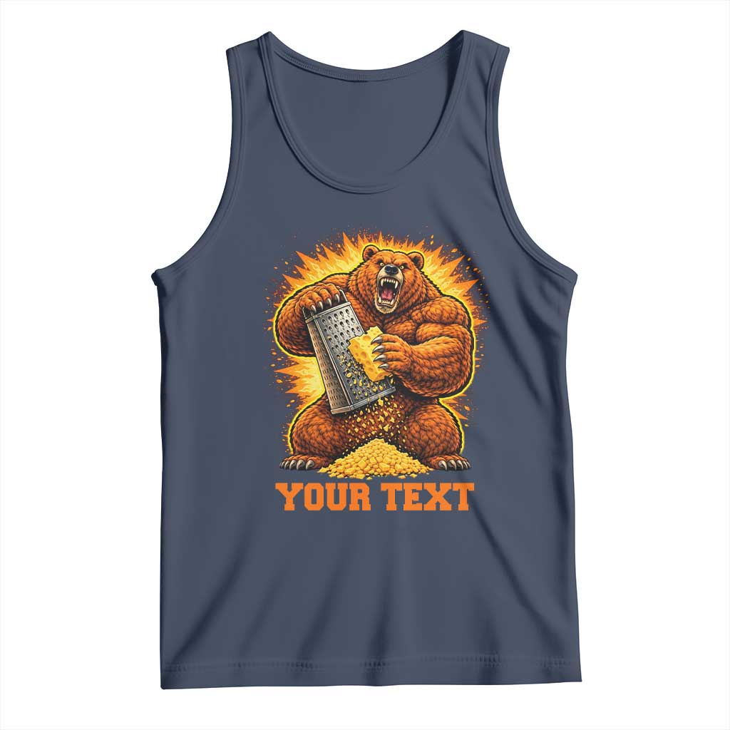 Personalized BF Angry Bear Grating Cheese Tank Top Custom Text Football Fans TS10 Navy Print Your Wear