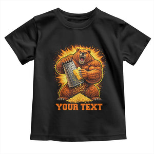 Personalized BF Angry Bear Grating Cheese Toddler T Shirt Custom Text Football Fans TS10 Black Print Your Wear