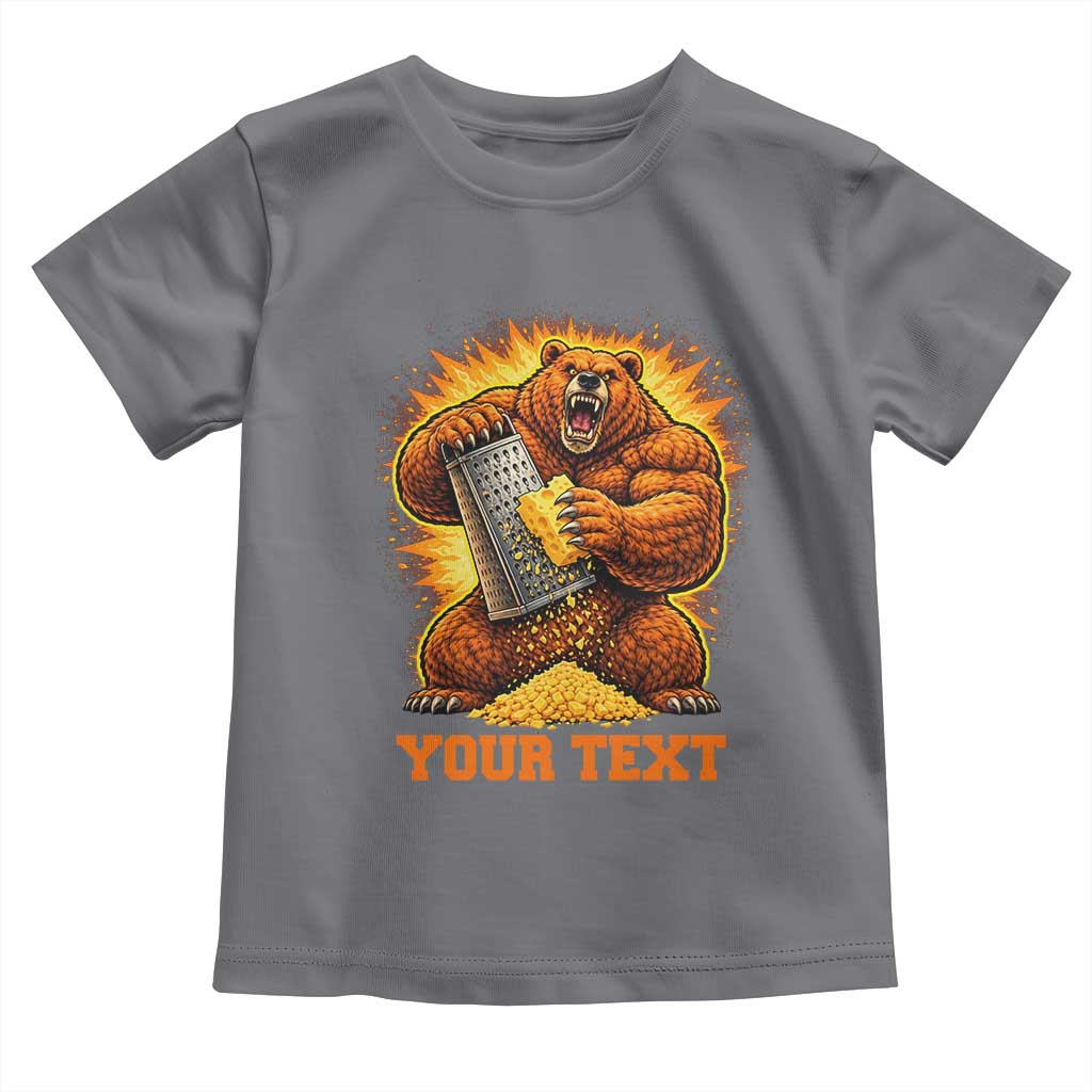 Personalized BF Angry Bear Grating Cheese Toddler T Shirt Custom Text Football Fans TS10 Charcoal Print Your Wear