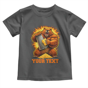 Personalized BF Angry Bear Grating Cheese Toddler T Shirt Custom Text Football Fans TS10 Dark Heather Print Your Wear