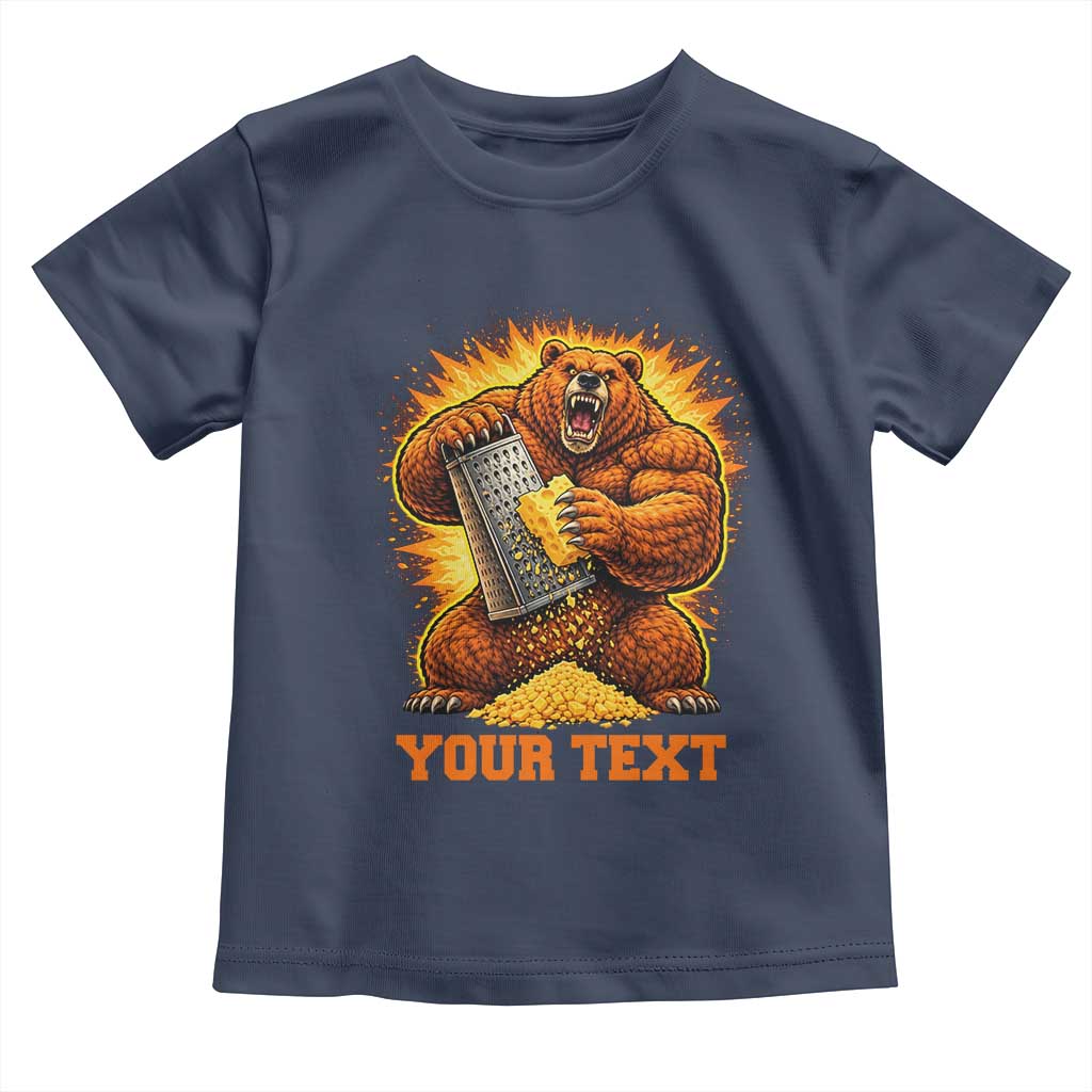 Personalized BF Angry Bear Grating Cheese Toddler T Shirt Custom Text Football Fans TS10 Navy Print Your Wear