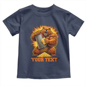 Personalized BF Angry Bear Grating Cheese Toddler T Shirt Custom Text Football Fans TS10 Navy Print Your Wear