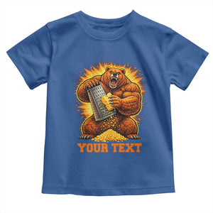 Personalized BF Angry Bear Grating Cheese Toddler T Shirt Custom Text Football Fans TS10 Royal Blue Print Your Wear