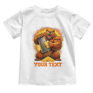 Personalized BF Angry Bear Grating Cheese Toddler T Shirt Custom Text Football Fans TS10 White Print Your Wear