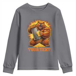 Personalized BF Angry Bear Grating Cheese Youth Sweatshirt Custom Text Football Fans TS10 Charcoal Print Your Wear