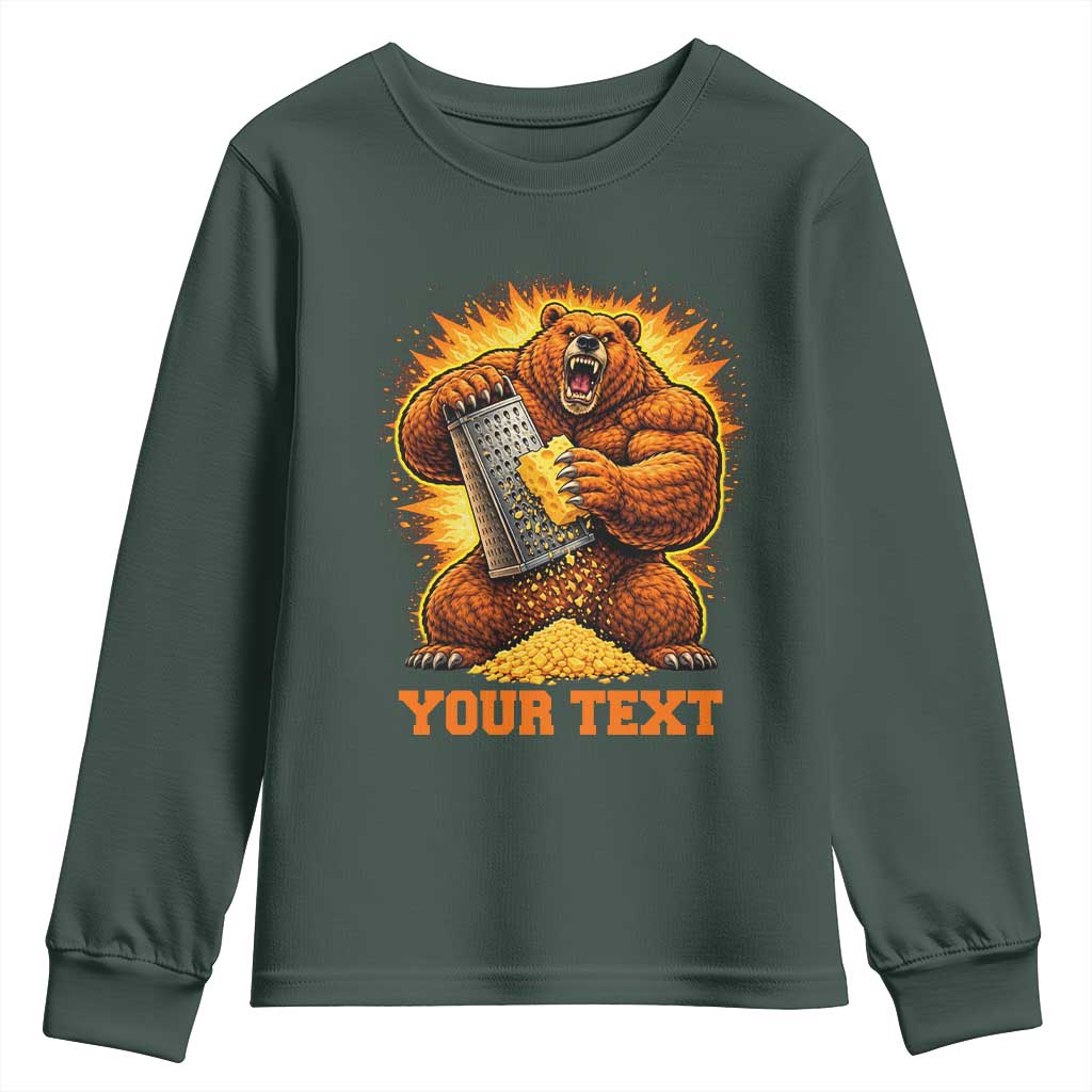 Personalized BF Angry Bear Grating Cheese Youth Sweatshirt Custom Text Football Fans TS10 Dark Forest Green Print Your Wear