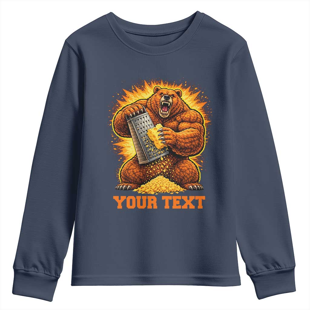 Personalized BF Angry Bear Grating Cheese Youth Sweatshirt Custom Text Football Fans TS10 Navy Print Your Wear