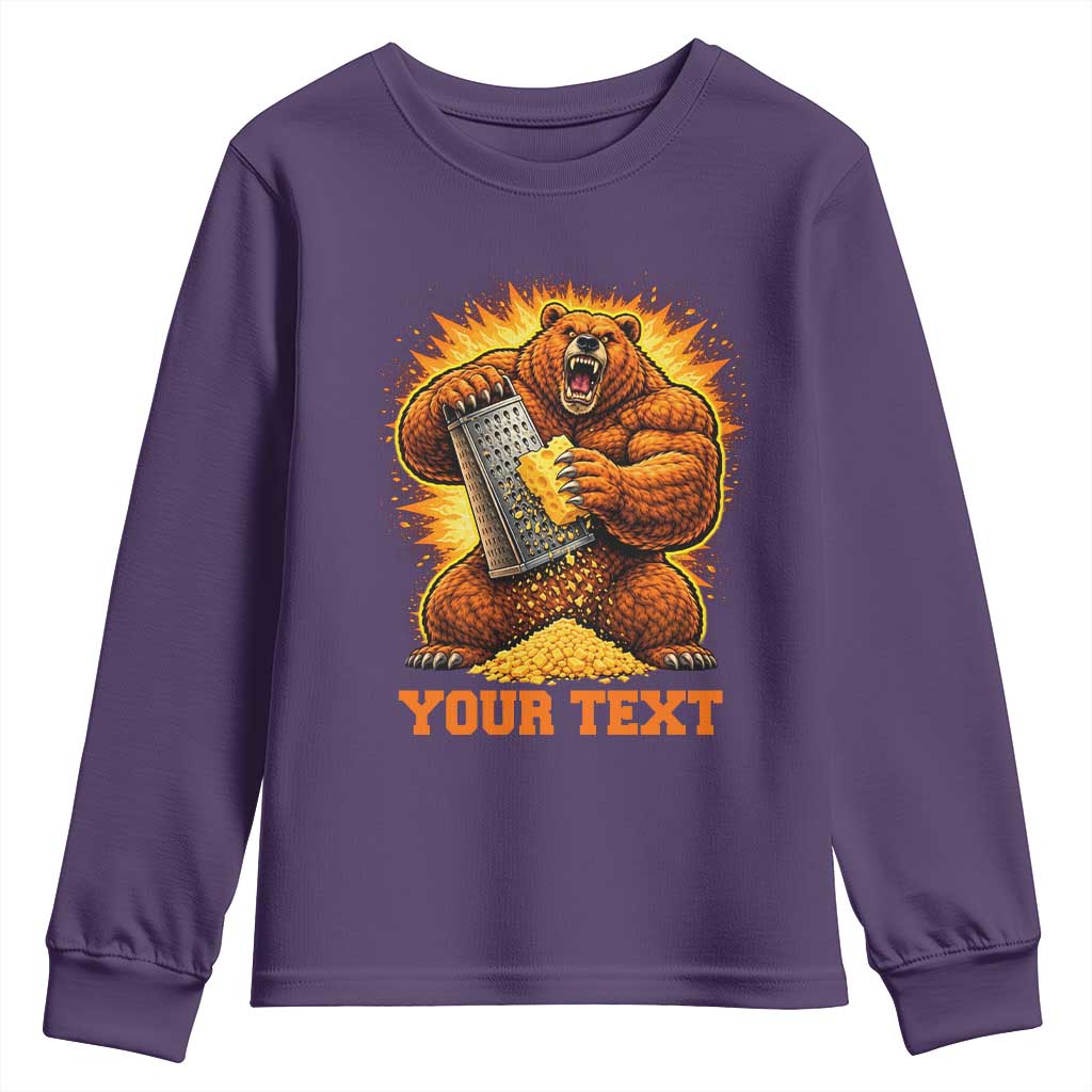 Personalized BF Angry Bear Grating Cheese Youth Sweatshirt Custom Text Football Fans TS10 Purple Print Your Wear