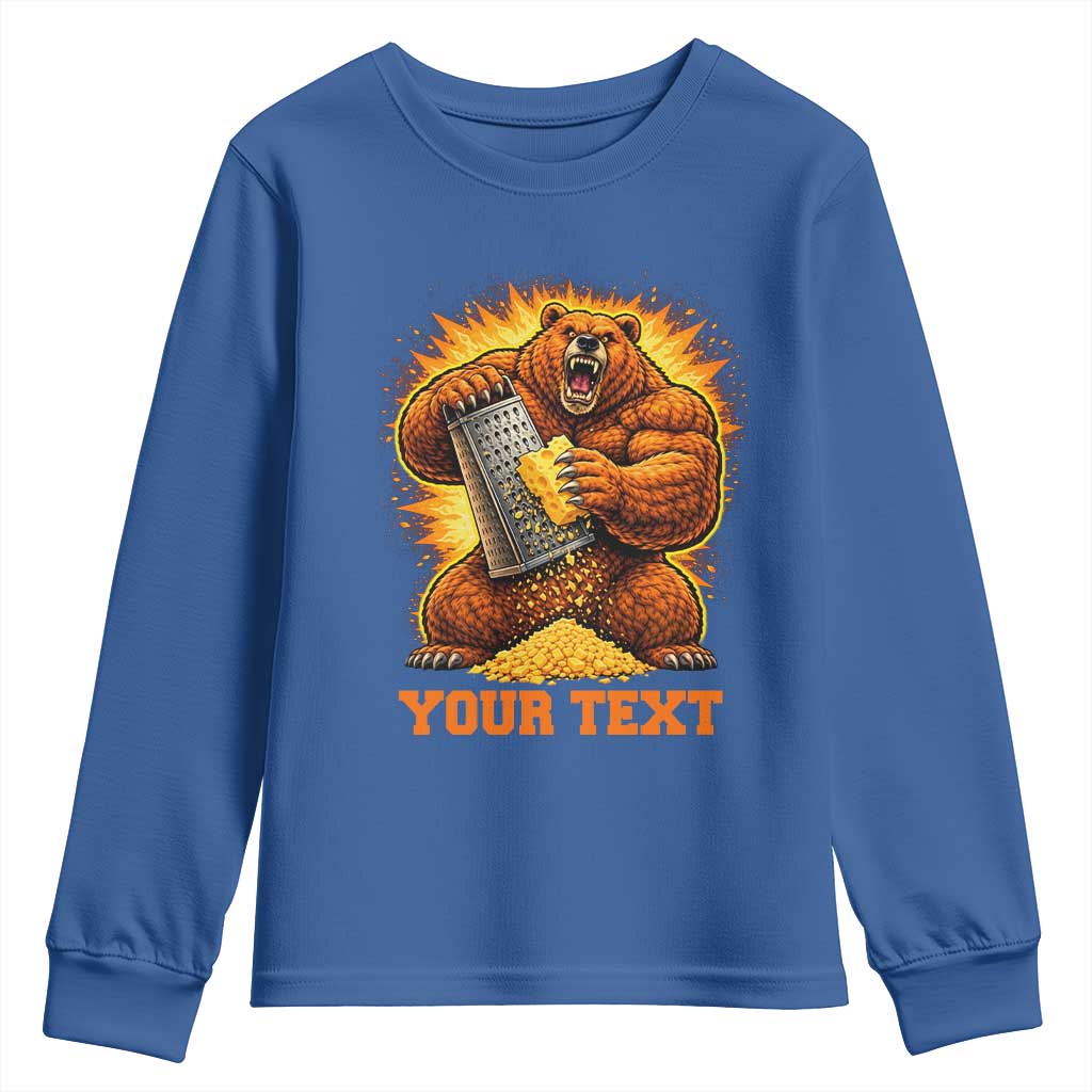 Personalized BF Angry Bear Grating Cheese Youth Sweatshirt Custom Text Football Fans TS10 Royal Blue Print Your Wear