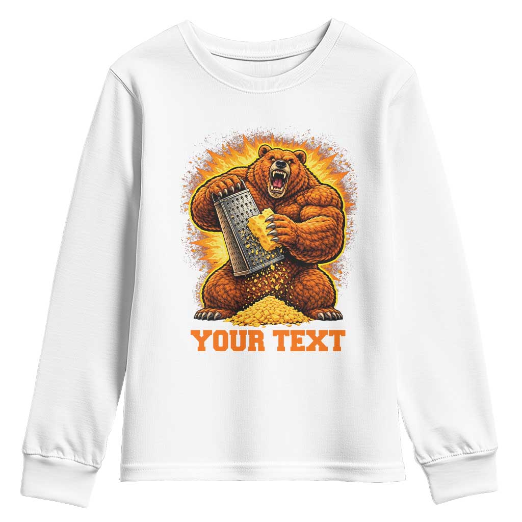Personalized BF Angry Bear Grating Cheese Youth Sweatshirt Custom Text Football Fans TS10 White Print Your Wear