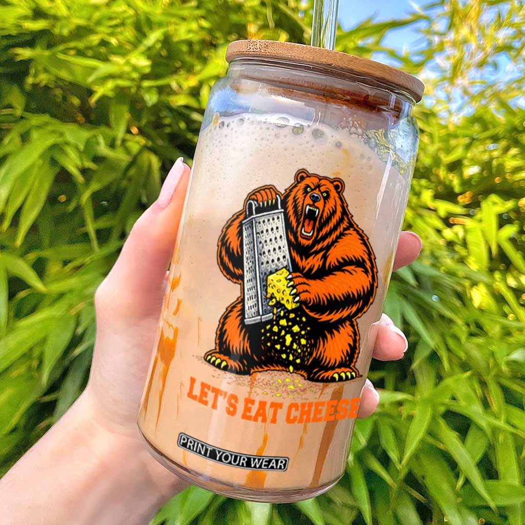 Angry Bear Grating Let's Eat Cheese Glass Can CFB Game Day Sport Fan TS10 Black Print Your Wear