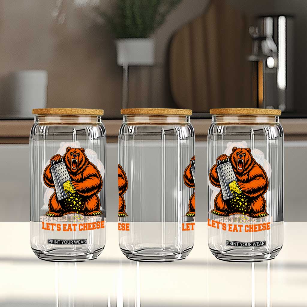 Angry Bear Grating Let's Eat Cheese Glass Can CFB Game Day Sport Fan TS10 Print Your Wear