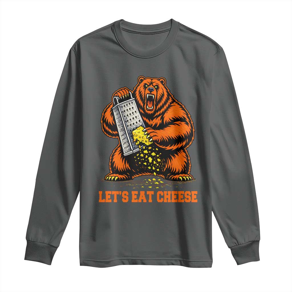 Angry Bear Grating Let's Eat Cheese Long Sleeve Shirt CFB Game Day Sport Fan TS10 Dark Heather Print Your Wear
