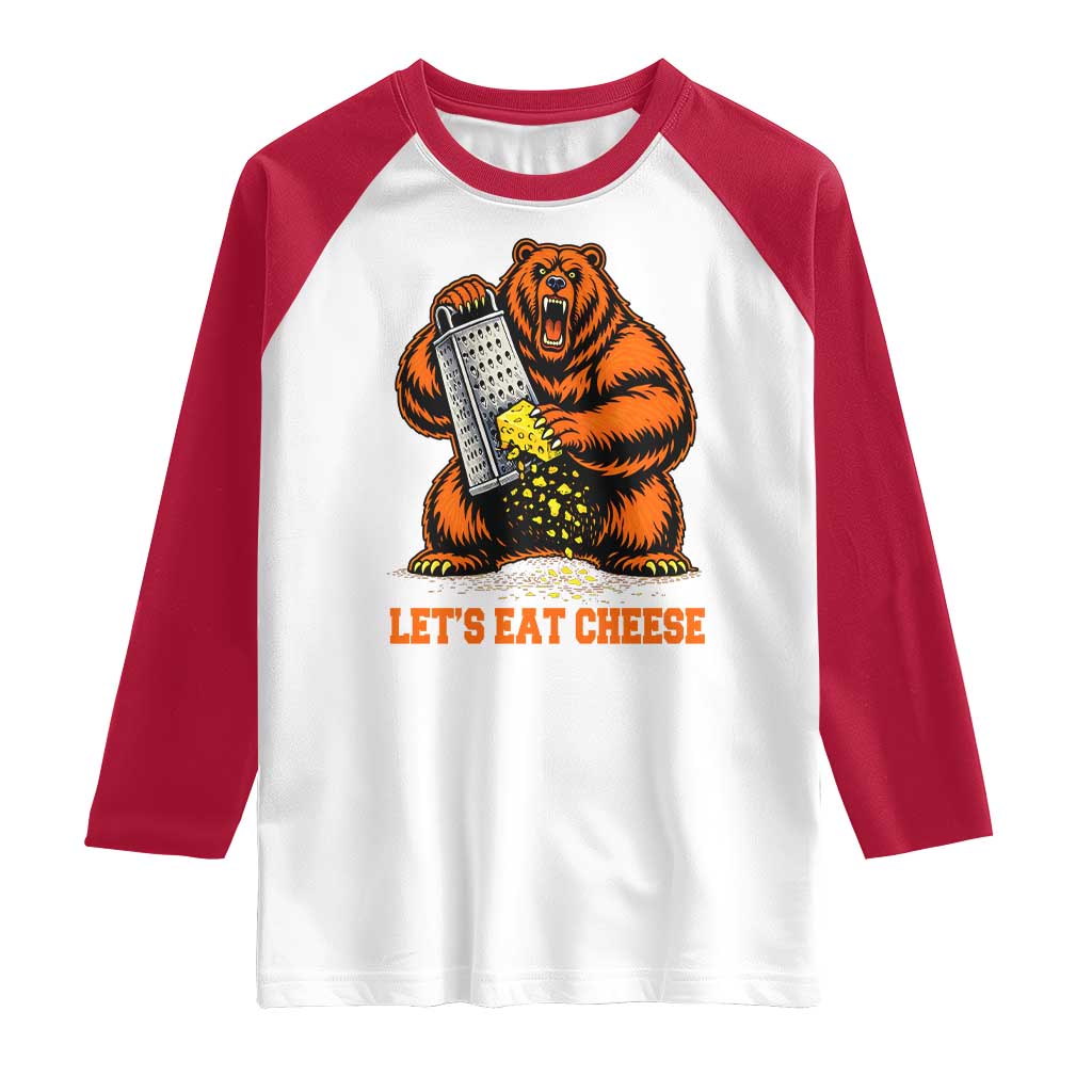 Angry Bear Grating Let's Eat Cheese Raglan Shirt CFB Game Day Sport Fan TS10 White Red Print Your Wear