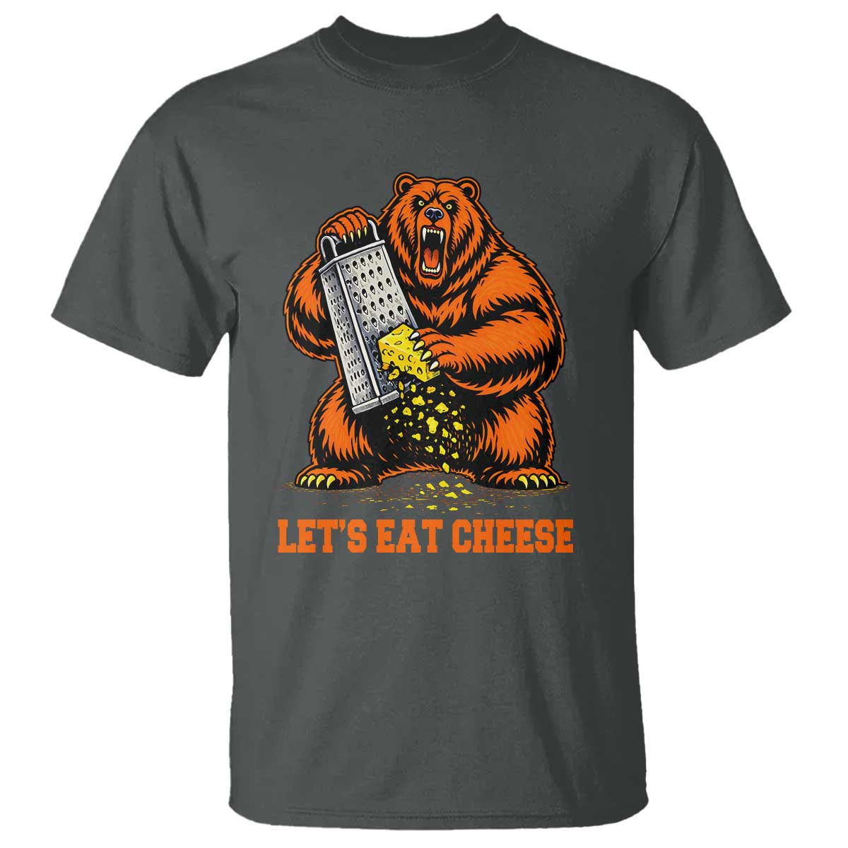 Angry Bear Grating Let's Eat Cheese T Shirt CFB Game Day Sport Fan TS10 Dark Heather Print Your Wear