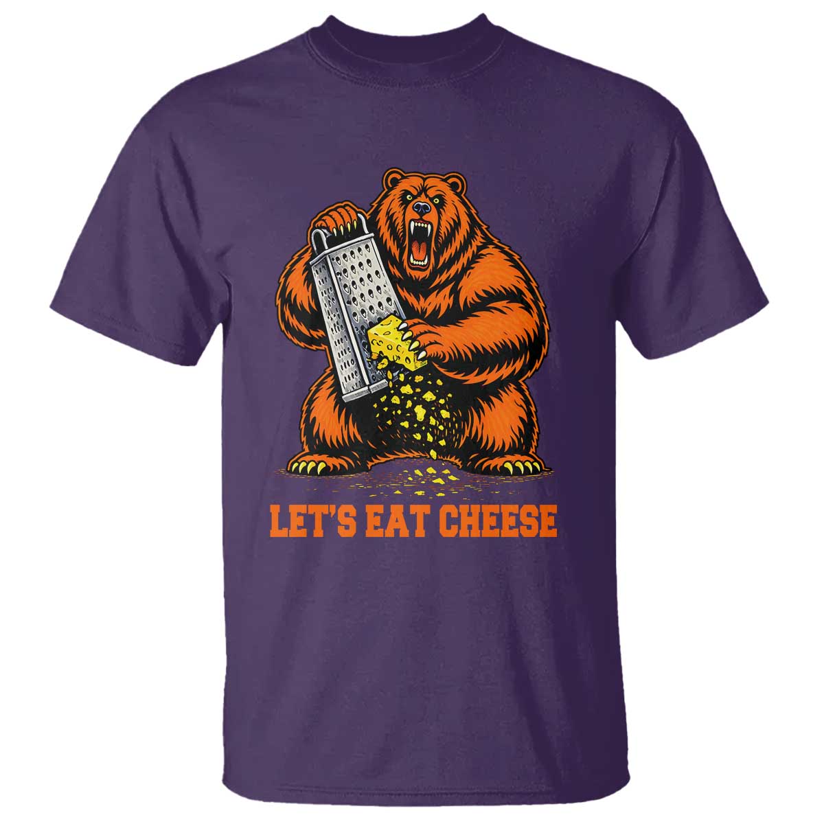 Angry Bear Grating Let's Eat Cheese T Shirt CFB Game Day Sport Fan TS10 Purple Print Your Wear